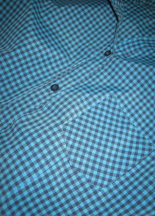 Трендовая рубашка в синюю клетку3 фото