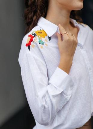Женская льняная рубашка с вышивкой 🌼🌺🏵️
•модель# 1032 фото