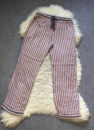 Домашние пижамные натуральные штаны в полоску прямые6 фото