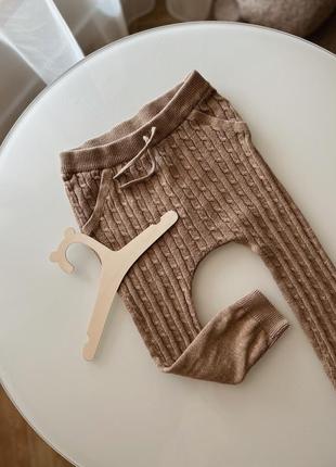 Вязаные лосины штанишки брюки на осень осенние вязки косичка для девочки для мальчика 2-3р 92-98см