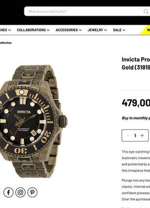 Чоловічий годинник часы invicta grand diver 31819 automatic 300m 47мм2 фото