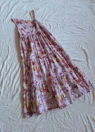 Платье сарафан летний макси длинный в цветочный принт для девочки 8 лет 128 см