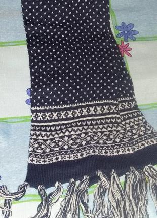 Красивый тёплый зимний шарф с орнаментом двойной1 фото