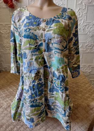 Блуза-туника dw-shop германия размер 54. лен и вискоза.1 фото