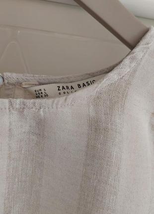 Блузка лляна, блузка льон в смужку zara7 фото