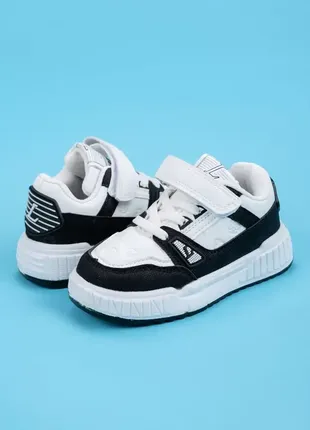 Кросівки для дівчаток b28-5 стильні чорні білі на липучках