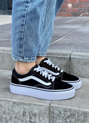 Vans old skool black high platform масивні кеди венс олд скул на високій підошві черные массивные кеды на высокой платформе