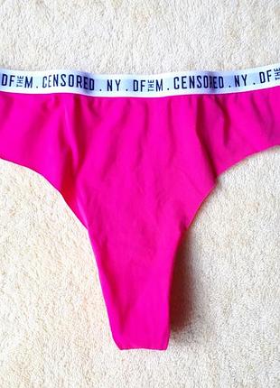 Новые якрие розовые кислотные белые трусики стринги танга бесшовные censored м-л/10-12/38-40/46-48