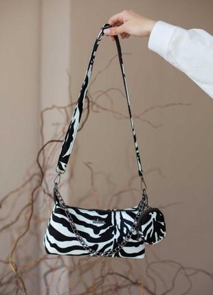 Жіноча сумка "лойс" чорно-біла зебра2 фото