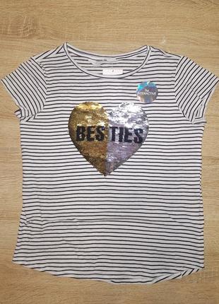 Футболка з паєтками перевертнями 146-152 см h&m