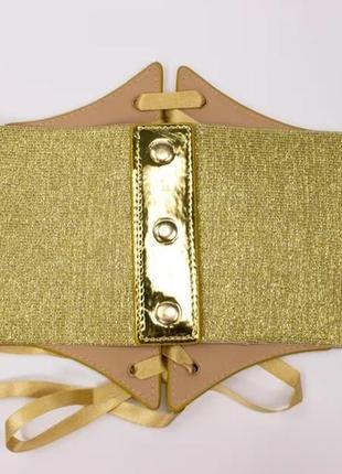 Золотий пояс корсет зі шнурівкою на застібці5 фото