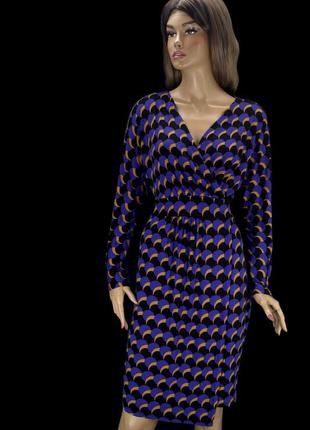 Брендовое платье с длинным рукавом "george" с геометрическим принтом. размер uk14/ eur42.  без застё