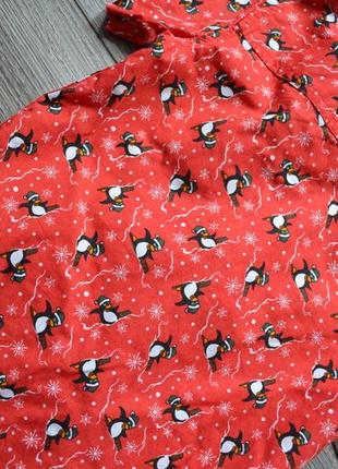 Яркая новогодняя рубашка с пингвинами от rebel 4-5 лет 110см4 фото