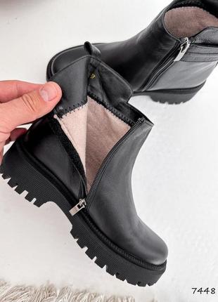 Стильні чорні жіночі черевики, чоботи, демісезон, весняно-осінні, шкіряні/шкіра-жіноче взуття10 фото