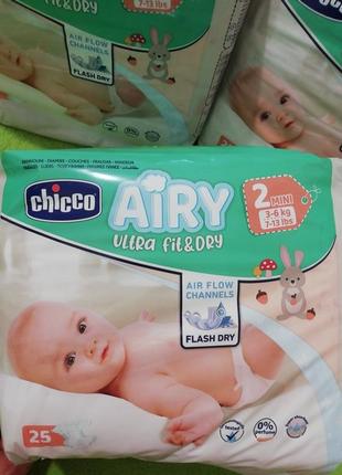 Подгузники, памперсы chicco р. 2 (3-6  кг) 25 штук италия