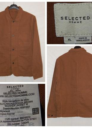 Куртка в стиле рабочей одежды selected men's slhcanvas cocoa brown work jacket6 фото