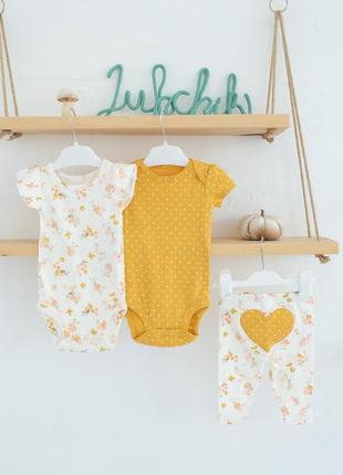 Хлопковый набор 3в1 "весела попка-сердце" от картерс