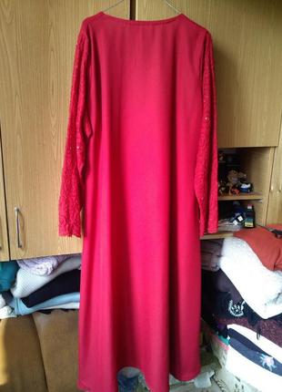 Нарядное,красное (фото 4) платье,с палантином,расшитое бисером,большого14-22 размера3 фото