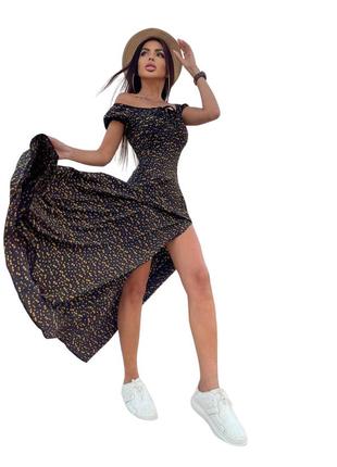 Жіноча приталена сукня, з розрізом на стегні, чорна2 фото