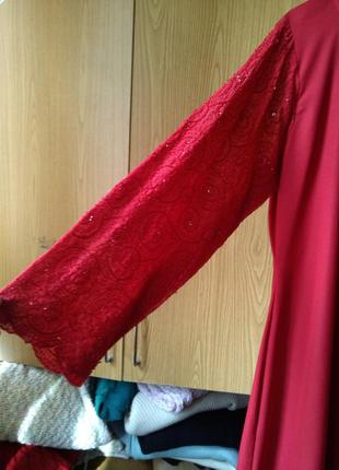 Нарядное,красное (фото 4) платье,с палантином,расшитое бисером,большого14-22 размера9 фото