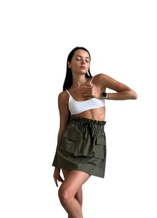 Женская юбка карго, 42/46 one size, хаки, ткань плотный котон