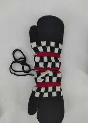 Варежки двойная вязка.