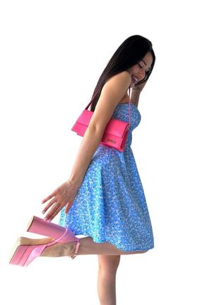 Женское платье-сарафан в цветочек 42-46, 48-52, голубой, софт принт, летнее легкое, приятное на ощуп8 фото