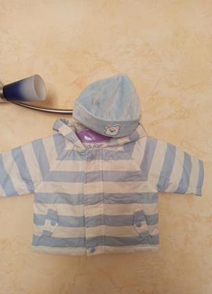 Комплект курточка ветровка и шапочка на мальчика 1-3 месяца