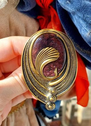 Винтажная брошка павлин