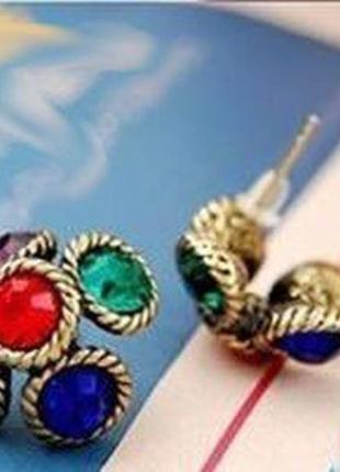 🏵стильные серьги в стразах, новые! арт. 13642 фото