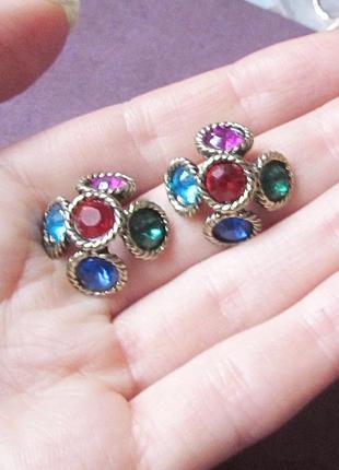 🏵стильные серьги в стразах, новые! арт. 13644 фото