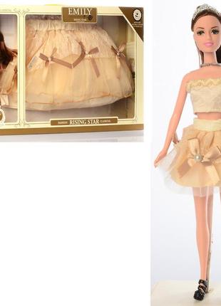Лялька емілі в стильному платтячку в комплекті зі спідничкою для дівчинки