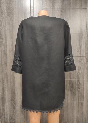 Роскошная льняная блузка туника, лен, из льна пог-57 см ellen reyes5 фото