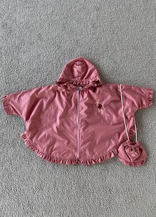 Новое розовое бодрящее роза детское пончо куртка с сумочкой на девочку 104см 3-4 года на весну1 фото