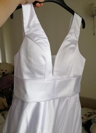 Свадебное платье атласное белое5 фото
