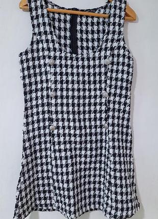 Трендовый сарафан, гусиная лапка твид, s м