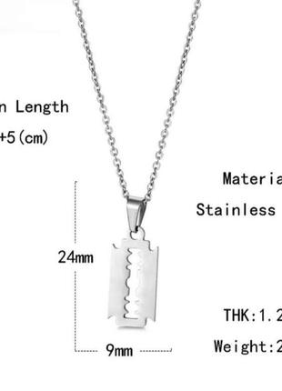 Подвеска лезвие нержавеющая сталь унисекс стильная нержавейка купить кулон лезвия желетко сталь медицинское серебро медзолото4 фото