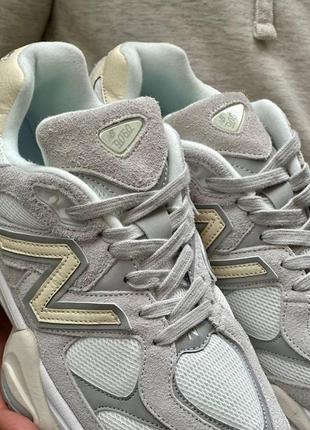 Мужские кроссовки new balance 9060 «quartz grey» premium (серые с белым) замшевые демисезонные кроссы6 фото