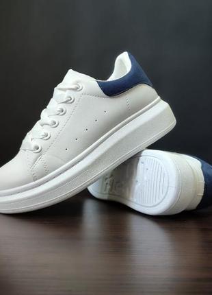 Кроссовки криперы ботинки мокасины слипоны белые в стиле  alexander mcqueen
