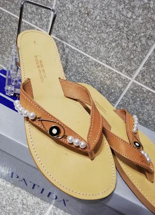 Женские кожаные шлепанцы hand made