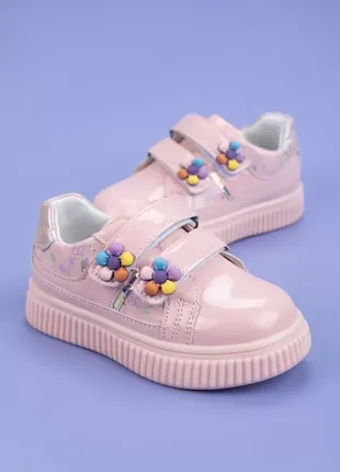 Кроссовки для девочек k005-2 милые нежные розовые на липучках