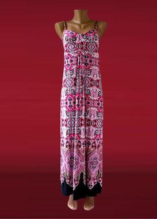 Новое (сток без бирки) длинное платье "м&со" с узором. размер uk 16/eur44 (xl,наш 50).1 фото