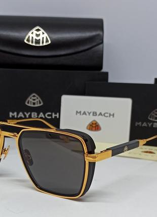 Maybach очки мужские солнцезащитные черные однотонные в золотом металле