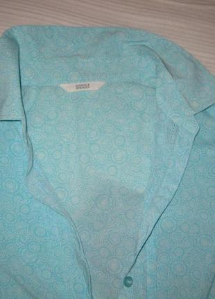 Легка приємна блакитна блузка сорочка на гудзиках розстібається marks spencer км1752 короткий рукав6 фото