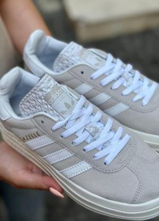 Кроссовки женские adidas gazelle light gray/ кеды адидас газели белые6 фото