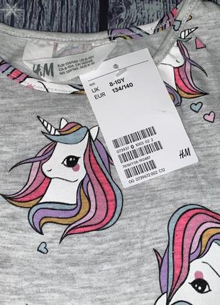 Новое платье с единорогами hm h&m 8-10 лет {134-140 см}.2 фото