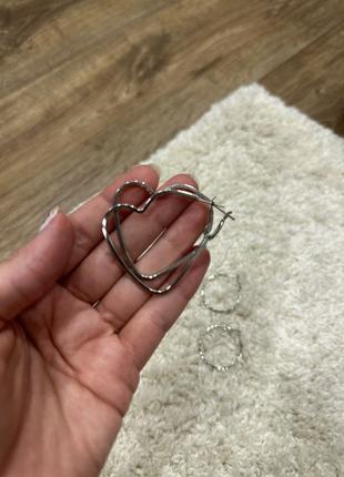 Сережки серця круглі срібло