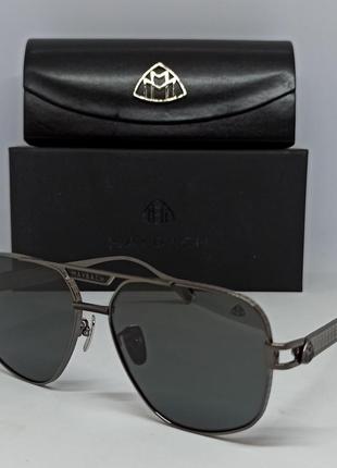 Maybach очки мужские солнцезащитные черные однотонные в темно сером металле1 фото