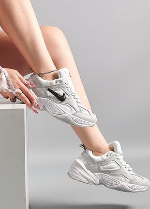 Жіночі кросівки nike m2k tekno найк м2к текно біло-сірі білі з сірим