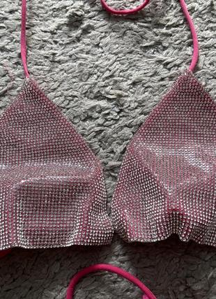 Новый,эффектный,стильный лиф-бюстгальтер-верх от купальника в стразы
